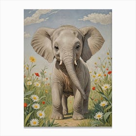 Elephant In The Meadow no2 Canvas Print