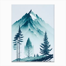 Mountain And Forest In Minimalist Watercolor Vertical Composition 196 Canvas Print