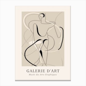 Galerie D'Art Abstract Line Art Figure Neutrals 6 Canvas Print