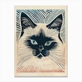 Birman Linocut Blockprint 2 Canvas Print