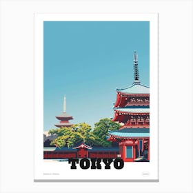 Senso Ji Temple Tokyo 1 Colourful Illustration Poster Canvas Print