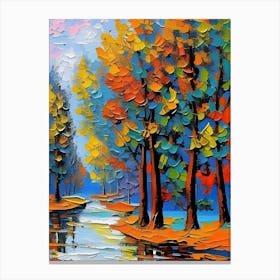 Autumn Trees By The River Canvas Print