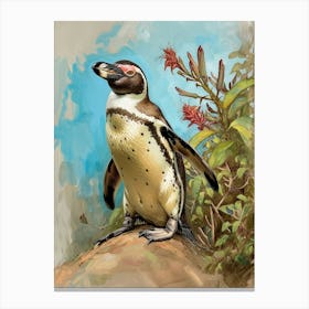 Galapagos Penguin Stewart Island Ulva Island Colour Block Painting 1 Canvas Print