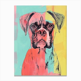 Boxer Dog Pastel Watercolour Line Drawing 1 Canvas Print