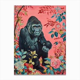 Floral Animal Painting Gorilla 2 Canvas Print