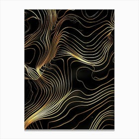 Abstract Gold Wavy Lines 1 Canvas Print