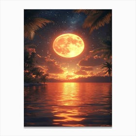 Full Moon Over The Ocean 13 Canvas Print