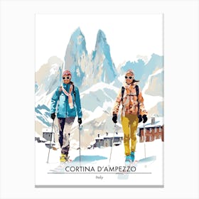 Cortina D Ampezzo   Italy, Ski Resort Poster Illustration 1 Canvas Print