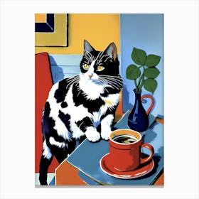 Cat With Coffee Canvas Print