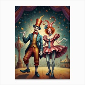 Clowns in the circus Canvas Print