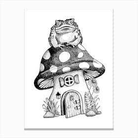 Toadstool Fairy House Sketch Canvas Print