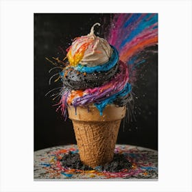 Colorful Ice Cream Cone 1 Canvas Print