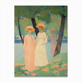 Three Women In Hats Canvas Print