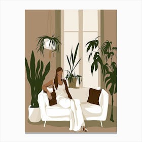 Woman Sitting On The Couch Canvas Print