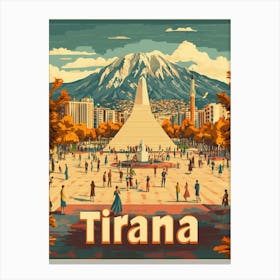 Aihrgdesign A Retro Travel Poster For Tirana 1 Canvas Print