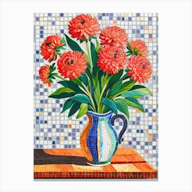 Mosaic Flowers In A Vase Canvas Print