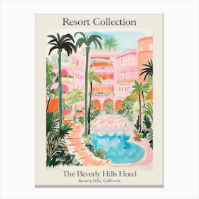Poster Of The Beverly Hills Hotel   Beverly Hills, California   Resort Collection Storybook Illustration 2 Canvas Print
