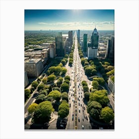 Aerial Photography Capturing Bustling Urban Life Throngs Of Pedestrians Navigating The Streets Jux 2 Canvas Print