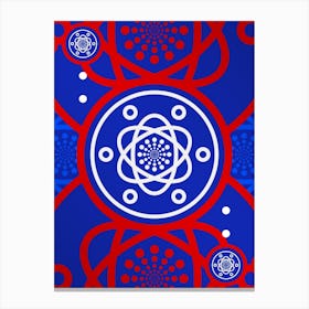 Geometric Abstract Glyph in White on Red and Blue Array n.0041 Canvas Print