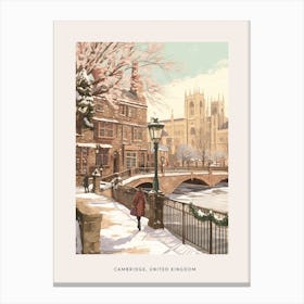 Vintage Winter Poster Cambridge United Kingdom 2 Canvas Print