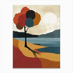 Tree By The Lake, Boho Style Canvas Print