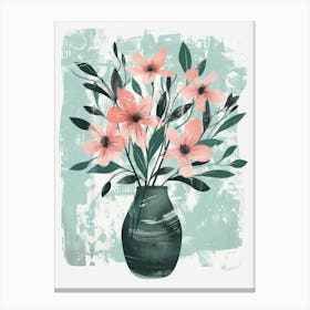 Pink Flowers In A Vase 15 Canvas Print