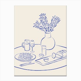 Table Setting - Royal Blue Canvas Print