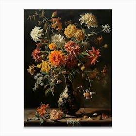 Baroque Floral Still Life Celosia 1 Canvas Print