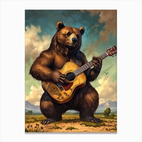 Bear Playing Guitar Canvas Print