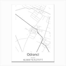 Odranci,Slovenia Minimalist Map Canvas Print