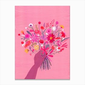 Babe With Bouquet Pink Canvas Print