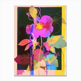 Evening Primrose 2 Neon Flower Collage Canvas Print