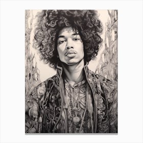 Jimi Hendrix B&W 3 Canvas Print