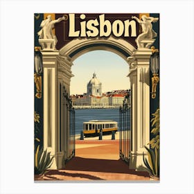 Aihrgdesign A Retro Travel Poster For Lisbon Canvas Print