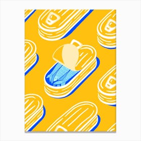 Sleeping Sardines In Gold And Blue Canvas Print