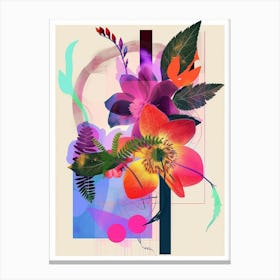 Hellebore 1 Neon Flower Collage Canvas Print