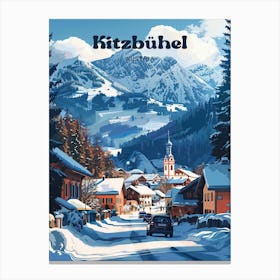 Kitzbuhel Austria Ski Travel Art Illustration Canvas Print