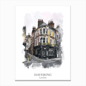 Havering London Borough   Street Watercolour 4 Poster Canvas Print