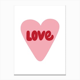 Love Pink Heart Canvas Print