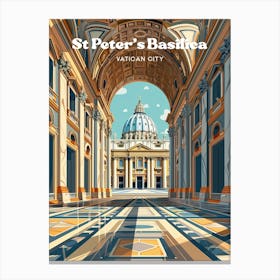 St Peter S Basilica Vatican City Digital Travel Art Canvas Print