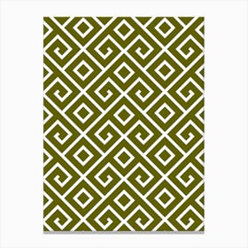Lada Bereginya - Slavic Geometric Structural Ornament - Ancient Ethnic Obereg - Folk Motive Line Deco Art - Antique Bronze Green Yellow White Canvas Print