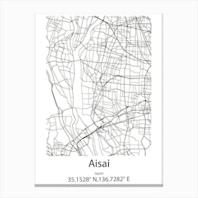 Aisai,Japan Minimalist Map Toile