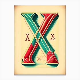 X, Letter, Alphabet Vintage Sketch 2 Canvas Print