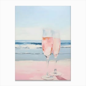 Two Glasses Of Champagne On The Beach Canvas Print