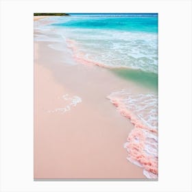 Galley Bay Beach, Antigua Pink Photography Canvas Print