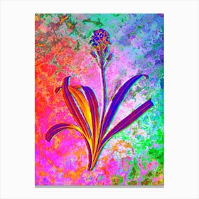 Spanish Bluebell Botanical in Acid Neon Pink Green and Blue n.0157 Canvas Print
