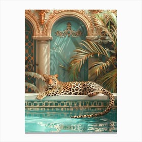 Leopard In The Pool Canvas Print