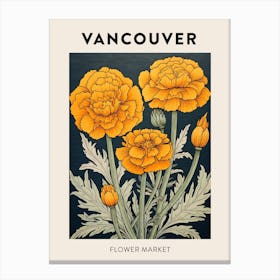 Vancouver Canada Botanical Flower Market Poster Canvas Print