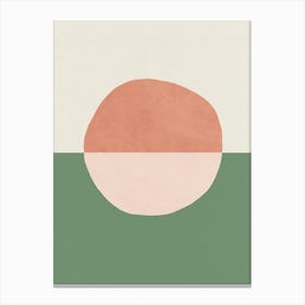 Painted Shapes Abstract Composition Horizon Pink Green Canvas Print