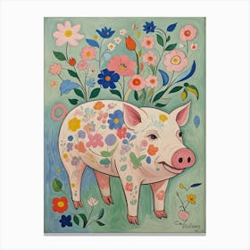 Floral Pig no1 Canvas Print